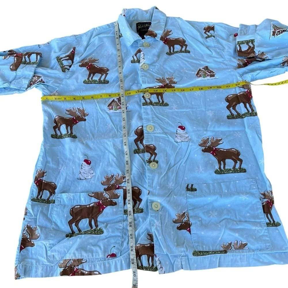 Y2K Nick & Nora Chocolate Moose Whipped Cream Cotton Pajama Set HTF Blue Tag Med